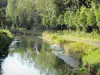 Канал Ourcq - Канал, тропинка и деревья, отражающиеся в водах канала