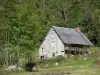 Кузеранс - Каменный дом в окружении деревьев; в региональном природном парке Арьеж Пиренеи