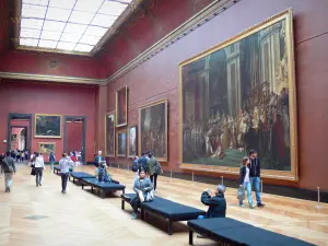 Лувр - Крыло Денона: красные залы с полотном Сакре де Наполеон I