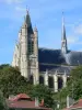 Монморанси - Соборная церковь Святого Мартина в ярком готическом стиле, деревья и крыши городских домов