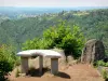 Пейзажи Корреза - Ориентировочная таблица места Рош, в городе Аллассак, с панорамой на ущелья Везер