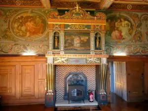 アンシー＝ル＝フラン城 - ルネッサンス宮殿のインテリア：暖炉と芸術室のメダリオン