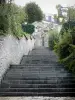 シャルトル - テルトルサンニコラ（階段）、街灯、木々や低木
