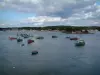 ブルターニュの沿岸風景 - ボートやトロール船が付いている海（大西洋）、海岸沖