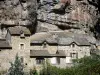 のロゼール県ガイド - マレン - 石造りの家とバレの岩。 Cévennes国立公園のGorges du Tarnの中心部に