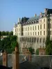 图亚尔斯 - Trémoïlle公爵城堡（玛丽德拉图尔奥弗涅学院）的正面，以及前景中的房屋屋顶