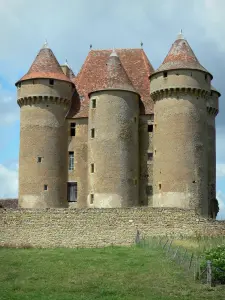 城Sarzay - 中世の要塞の修道院と塔