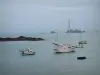 布列塔尼的沿海风景 - 海（海峡），岩石和船只