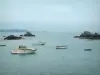 布列塔尼的沿海风景 - 海（海峡），岩石和小船，海岸