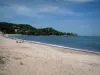 沿海景观科西嘉岛 - CôtedesNacres：Favone海湾，沙滩，地中海和虚线海岸线