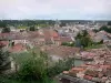 的Chauvigny - 城市的屋顶和Notre Dame教会钟楼的看法