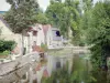 贝兹 - Bèze河畔的房屋和树木