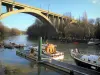 马恩河畔诺根特 - 横跨马恩河的码头和高架桥