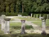 Abadia de Royaumont - Restos (ruínas) da igreja: fragmentos de colunas e capitéis