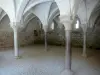 Abbaye de Flaran - Ancienne abbaye cistercienne Notre-Dame de Flaran (centre patrimonial départemental, centre culturel départemental), sur la commune de Valence-sur-Baïse : colonnes de marbre de la salle capitulaire