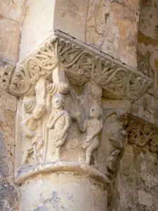 Abbazia di La Sauve-Majeure - Capitelli scolpiti della chiesa abbaziale : il peccato originale