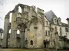 The abbeys of the Seine Valley - Saint-Wandrille abbey: Ruins of the abbey church, in the Norman Seine River Meanders Regional Nature Park