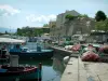 Ajaccio - Port de pêche avec ses petits bateaux, quai et citadelle