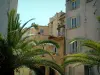 Ajaccio - Maisons hautes de la vieille ville avec des palmiers
