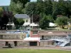 Amfreville locks - Amfreville-sous-les-Monts locks, and guinguette dance hall in the background; in the Seine valley