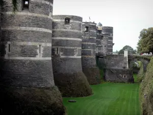 Angers - Recorridos por el castillo (casas de fortaleza medieval del museo de tapices), foso y puente levadizo