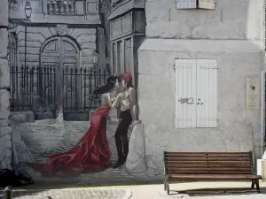 Angoulême - Peinture murale et banc