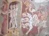 Asnieres-сюр-Vègre - Интерьер церкви Святого Илера: средневековая фреска: сцена ада