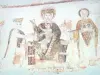 Asnieres-сюр-Vègre - Интерьер церкви Святого Илера: Средневековая фреска: Поклонение волхвов - Богородицы и ребенка
