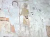 Asnieres-сюр-Vègre - Интерьер церкви Святого Илера: средневековая фреска: представление в храме - бегство в Египет