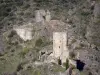 Gids van de Aude - Landschappen van de Aude - Kastelen Lastours: Quertinheux Surdespine en twee van de vier Katharen kastelen website Lastours