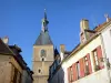Avallon - Clock tower and houses of the old town