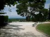 Avignon - Rocher des Doms: tuin (park) met pad, bankjes, bomen en gazon