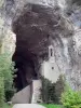La Balme caves - Entrance porch to the caves of La Balme, chapel and cliff of the Isle Crémieu Plateau; in the town of La Balme-les-Caves