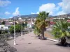 Basse-Terre - Verfraaid promenade banken, palmbomen en lantaarnpalen