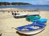 Bassin d'Arcachon - Petits bateaux sur une plage de sable