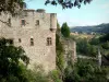 Belcastel - Façade du château de Belcastel avec vue sur le paysage alentour