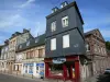 Bernay - Facades of houses and shops of the Place Sainte-Croix square