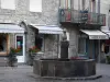 Besse-et-Saint-Anastaise - Medieval and Renaissance town: fountain, shops and houses; in the Auvergne Volcanic Regional Nature Park
