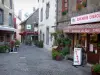 Besse-et-Saint-Anastaise - Cité médiévale et Renaissance : rue bordée de commerces et de maisons aux façades fleuries (fleurs)