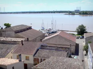 Bourg - Rooftop view of the lower town, the port and River Dordogne 