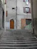 Briançon - Superior de la ciudad (ciudadela Vauban Vauban ciudad): escaleras y casas de la ciudad vieja