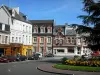 Cambrai - October 9th square, houses, shops and flowers