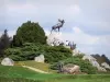 Campos de batalla del Somme - Circuito de la Memoria: Memorial Park, de Beaumont Hamel Memorial de Terranova, la estatua de bronce y el caribú punto de vista de la loma de Caribou