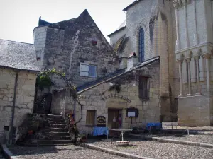 Candes-Saint-Martin - Collégiale (église fortifiée) et maisons du village