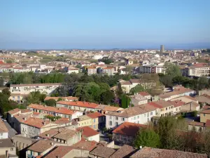 Carcassonne - Blick auf die Dächer der Unterstadt von den Stadtmauern der Altstadt aus