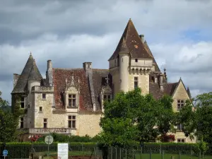 Castello di Les Milandes - Castello con un cielo tempestoso, nella valle della Dordogna, nel Périgord