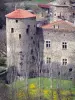 Castello di Saint-Vidal - Torre rotonda e facciata della fortezza medievale