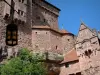 Castelo de Haut-Koenigsbourg - Fortaleza com o portão principal e a árvore