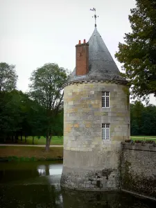 Castelo de Sully-sur-Loire - Tour, fosso (la Sange) e parque (árvores)