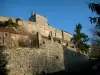 Castillo de Salmaise - Muro de piedra, casas y castillo del pueblo